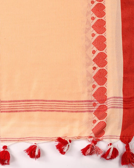 DESH BIDESH Cotton Woven Heart Design Taant Saree