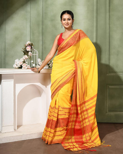 dB DESH BIDESH Women`s Cotton Linen Sarees For Women Nakshipar Design Bengal Handloom Mulmul Cotton Saree for women with unstitched Blouse Piece