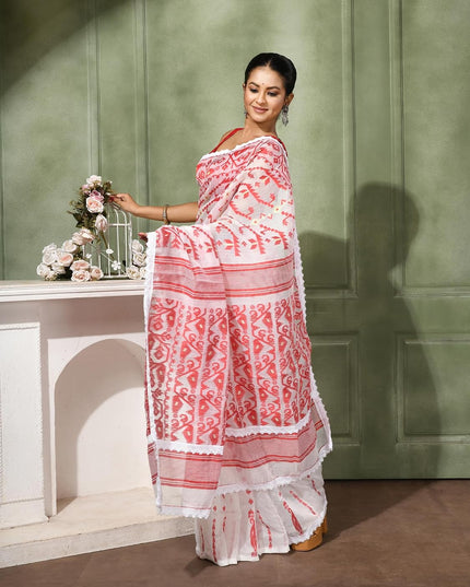 dB DESH BIDESH Women's Cotton Silk Soft Jamdani Saree Fancy Lace Border Jamdani Sarees For Women Without Blouse Piece