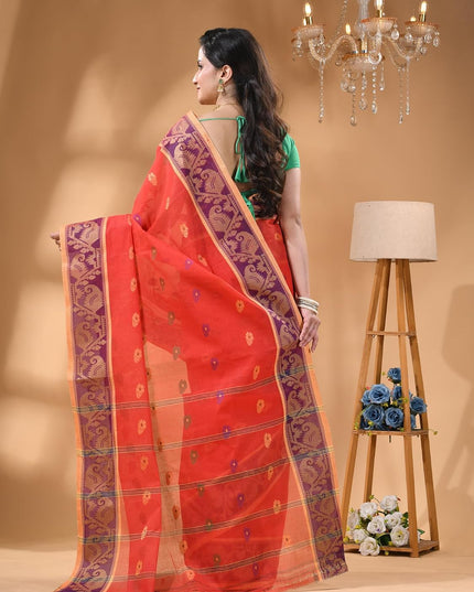dB DESH BIDESH Cotton Saree For Woman Kolka Loom Design Border Traditional Tant Handloom Cotton Saree For Women Latest, Design Daily Wear Sari for Women Without Blouse Piece