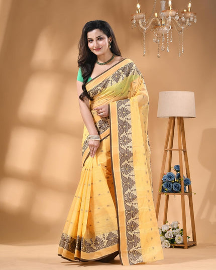 dB DESH BIDESH Cotton Saree For Woman Karupallav Design Border Traditional Tant Handloom Cotton Saree For Women Latest, Design Daily Wear Sari for Women Without Blouse Piece