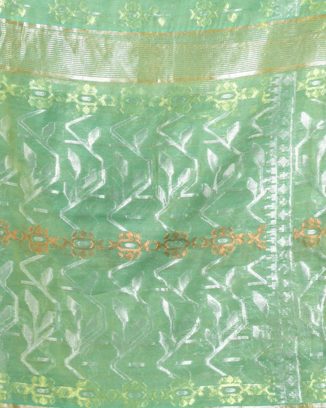 dB DESH BIDESH Women's Soft Cotton Silk Jamdani Sarees For Women for Party, Wear Linen Silk Saree Zarikatha Design Cotton saree for woman Without Blouse piece (Green)