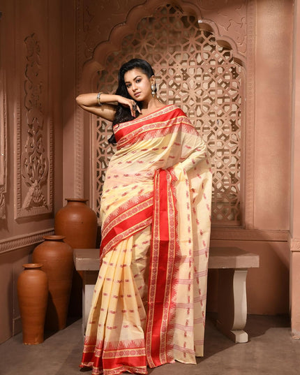 dB DESH BIDESH Women Traditional Pure Handloom Tant Cotton saree for woman KolkaMandir Latest, Design Without Blouse Piece
