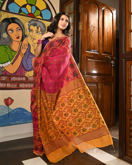 dB DESH BIDESH Women`s Saree for Woman Cotton Silk Bonoshree Printed Soft Cotton Saree for Daily Office wear Women Saree with Blouse Piece