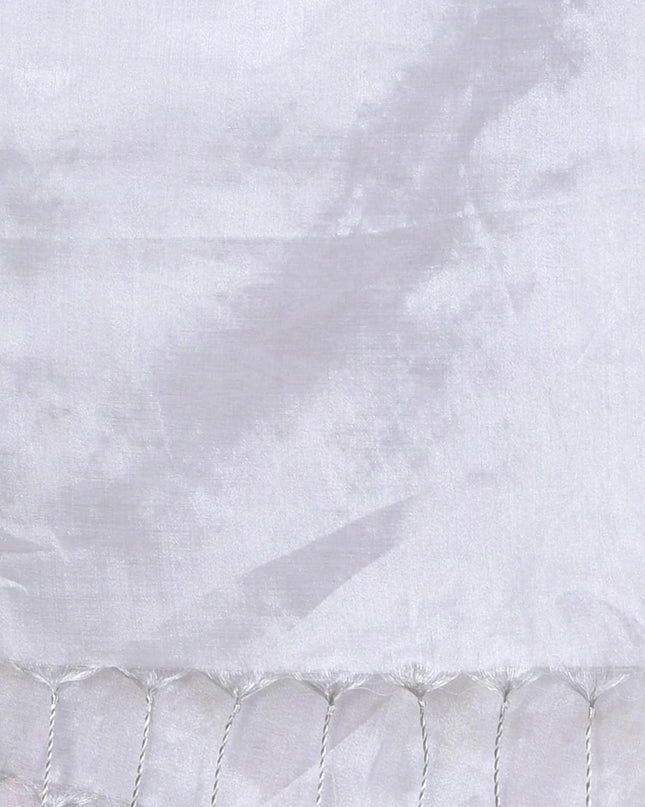 dB Women`s Bengal MayurKonthi Color Changer Tissue Pure Handloom Cotton Saree With Blouse Piece Free Size White