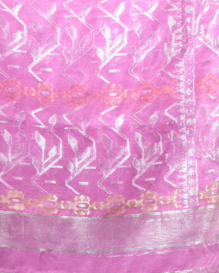 dB DESH BIDESH Women's Soft Cotton Silk Jamdani Sarees For Women for Party, Wear Linen Silk Saree Zarikatha Design Cotton saree for woman Without Blouse piece (Pink)