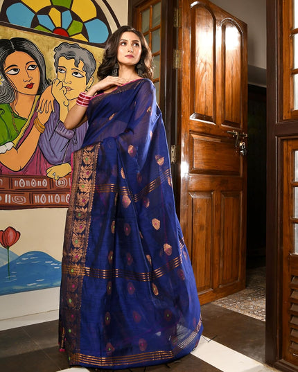 dB DESH BIDESH Women`s Pure Soft Silk Kanjivaram Kanchipuram Silk Saree With Varnikha Party, Wear Design With Blouse Piece For Wedding