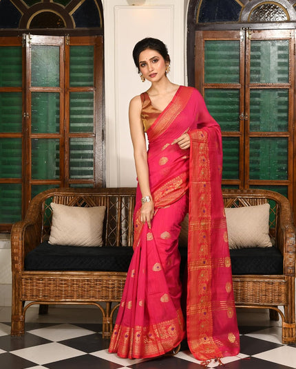 dB DESH BIDESH Women`s Pure Soft Silk Kanjivaram Kanchipuram Silk Saree With Varnikha Party, Wear Design With Blouse Piece For Wedding