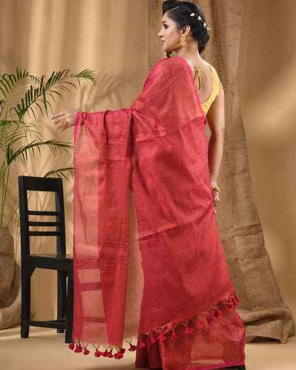 DESH BIDESH Tasseled Taant Saree