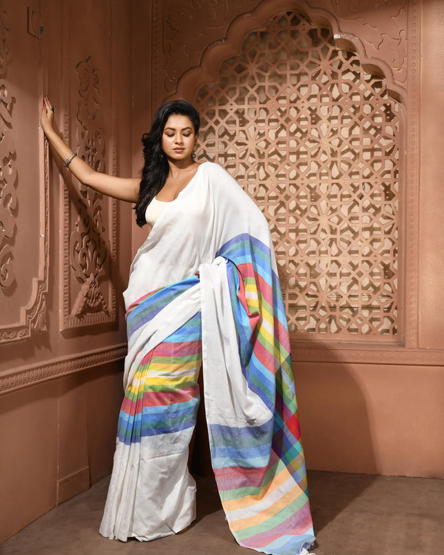 dB DESH BIDESH Women`s Cotton Sarees For Woman Latest, CandyPop Design Soft Mul Cotton office Wear Sarees For Women With Blouse Piece