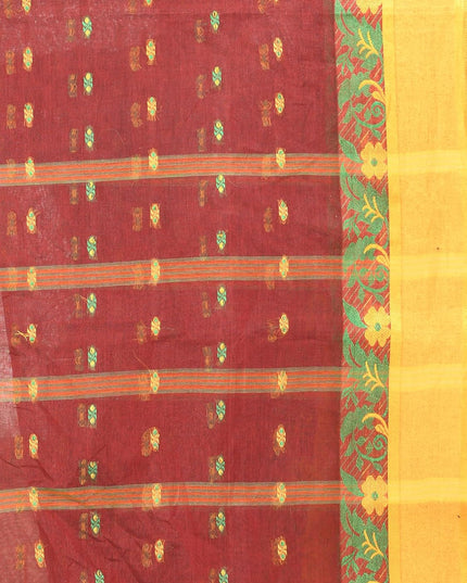 dB DESH BIDESH Women Cotton Sarees for Women Royal Patralika Design Handloom Tant Saree Daily Wear Traditional Bengali Cotton Saree Without Blouse Piece