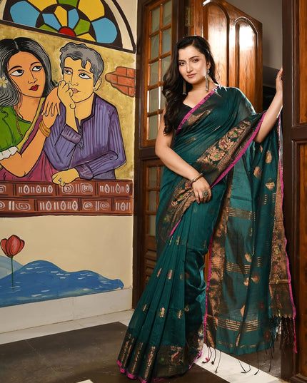 dB DESH BIDESH Women`s Pure Soft Silk Kanjivaram Kanchipuram Silk Saree With Varnikha Party, Wear Design With Blouse Piece For Wedding