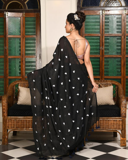 dB DESH BIDESH Women`s Soft Cotton Linen Embroidery Work Saree Mul Cotton Saree For Woman Dilruba Latest, Design Sarees With Blouse Piece