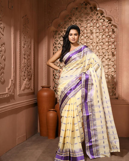 dB DESH BIDESH Women Traditional Pure Handloom Tant Cotton saree for woman KolkaMandir Latest, Design Without Blouse Piece