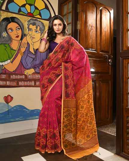 dB DESH BIDESH Women`s Saree for Woman Cotton Silk Bonoshree Printed Soft Cotton Saree for Daily Office wear Women Saree with Blouse Piece