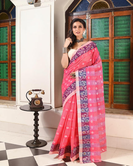 dB DESH BIDESH Women`s Treditional Tant Sarees For Women Pushpadhara Latest, sarees Design Cotton Saree For Woman Bengali Cotton Handloom Sari For Women Without Blouse Piece