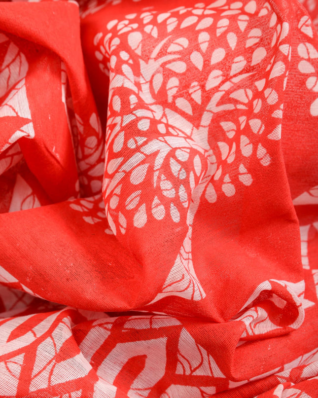 dB DESH BIDESH Women`s Cotton Saree for Woman | Saree for Woman Cotton Blend Kalpataru Printed Traditional Sari for Farewell Office Daily Wear with Blouse Piece (White Red)