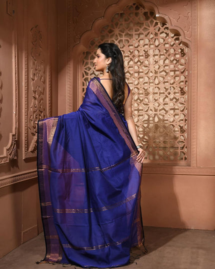 dB DESH BIDESH Women's Soft Silk Saree For festival Party, Wear Cotton Silk Noor-E-Rang Gold Zari Border Style Sari With Blouse Piece