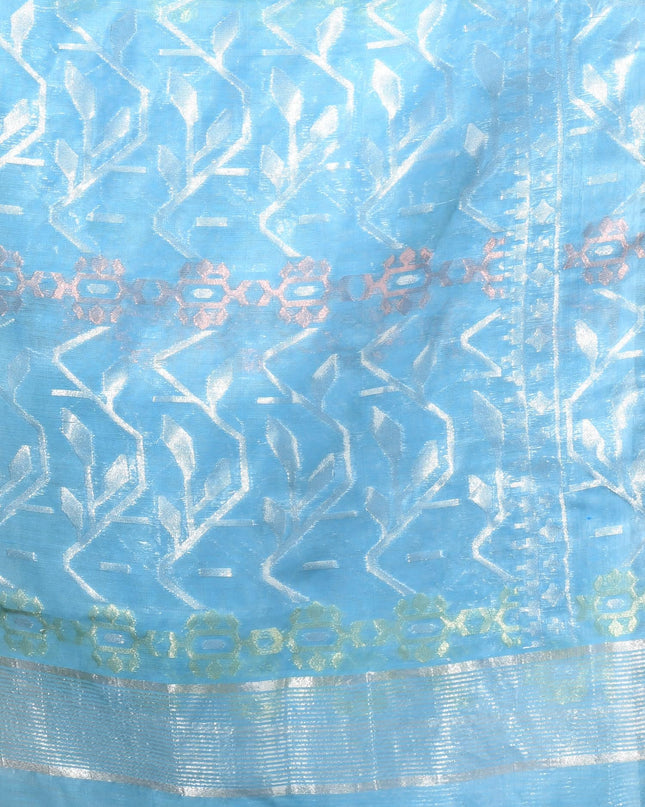 dB DESH BIDESH Women's Soft Cotton Silk Jamdani Sarees For Women for Party, Wear Linen Silk Saree Zarikatha Design Cotton saree for woman Without Blouse piece (Blue)