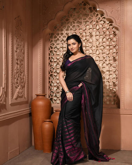 dB DESH BIDESH Women`s Silk Party, Wear Saree for woman latest, design Raatrani Fancy Style Soft Cotton Silk Gold Zari Sarees With Blouse Piece | Women Saree