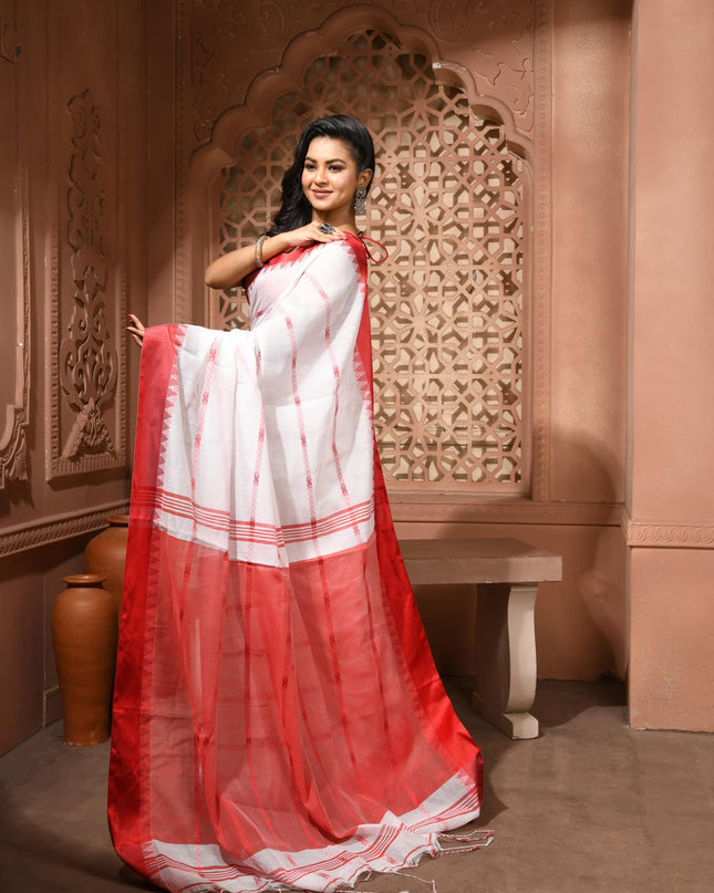 dB DESH BIDESH Women`s Pure Soft Spun Cotton Lichi Silk Saree For Women Jharna Rekha Latest, New Woven Design Unstitch Blouse Piece | Saree for woman