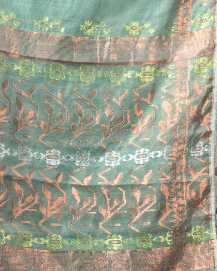 dB DESH BIDESH Women's Soft Cotton Silk Jamdani Sarees For Women for Party, Wear Linen Silk Saree Zarikatha Design Cotton saree for woman Without Blouse piece (Dark Firoza)
