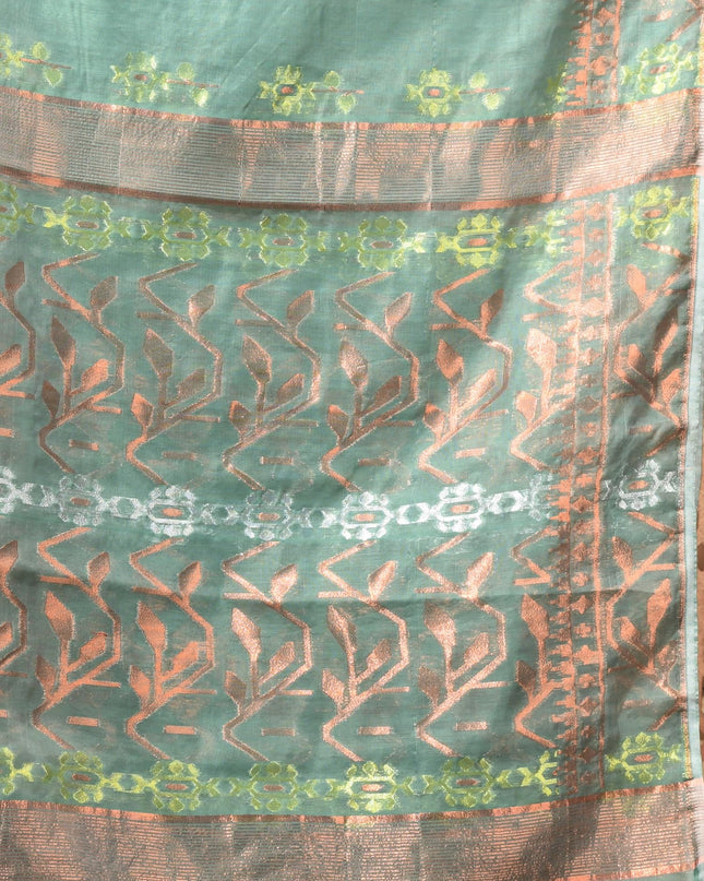 dB DESH BIDESH Women's Soft Cotton Silk Jamdani Sarees For Women for Party, Wear Linen Silk Saree Zarikatha Design Cotton saree for woman Without Blouse piece (Dark Firoza)