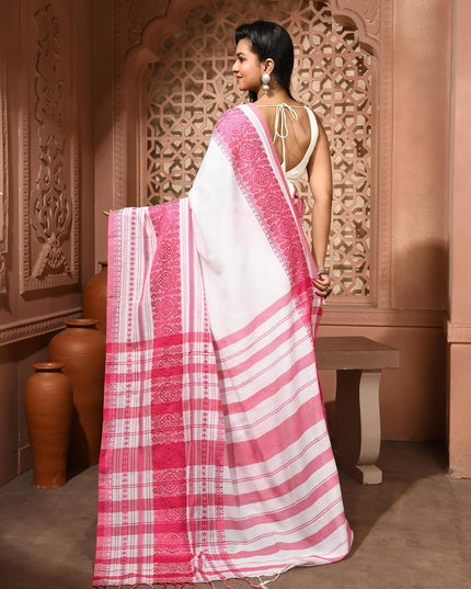 dB DESH BIDESH Women`s Cotton Linen Sarees For Women Nakshipar Design Bengal Handloom Mulmul Cotton Saree for women with unstitched Blouse Piece