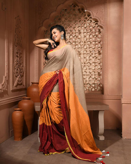 dB DESH BIDESH Women`s Cotton Sarees For Women Latest, Design Mehbooba Soft Mul Cotton Saree for Woman With Blouse Piece