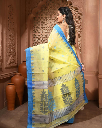 dB DESH BIDESH Women Traditional Bengal Handloom Cotton Tant Saree For Women Forest Design Border | Pure Cotton Saree For Woman Latest, Design Sarees For Women Without Blouse Piece