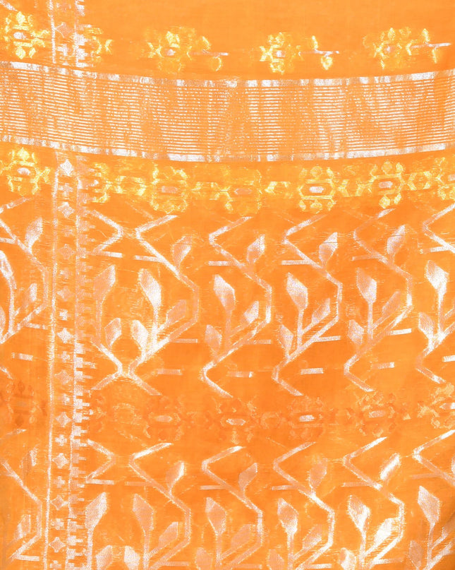 dB DESH BIDESH Women's Soft Cotton Silk Jamdani Sarees For Women for Party, Wear Linen Silk Saree Zarikatha Design Cotton saree for woman Without Blouse piece (Orange)