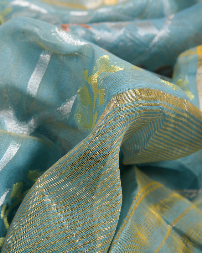 dB DESH BIDESH Women's Soft Cotton Silk Jamdani Sarees For Women for Party, Wear Linen Silk Saree Zarikatha Design Cotton saree for woman Without Blouse piece (Firoza)