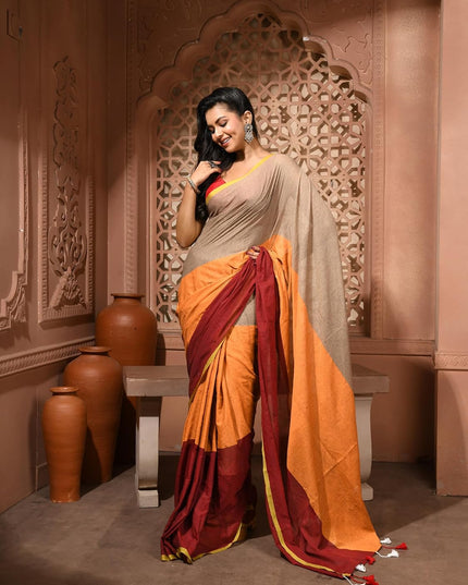 dB DESH BIDESH Women`s Cotton Sarees For Women Latest, Design Mehbooba Soft Mul Cotton Saree for Woman With Blouse Piece