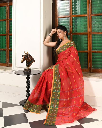 dB DESH BIDESH Women`s Cotton Saree For Woman Leaf Lata latest, sarees Design Sari For Women Cotton Tant Sarees For Women Handloom Saree For Woman Without Blouse Piece