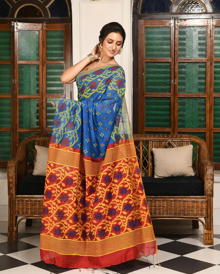 dB DESH BIDESH Women`s Saree for Woman Cotton Silk Bonoshree Printed Soft Cotton Saree for Daily Office wear Women Saree with Blouse Piece