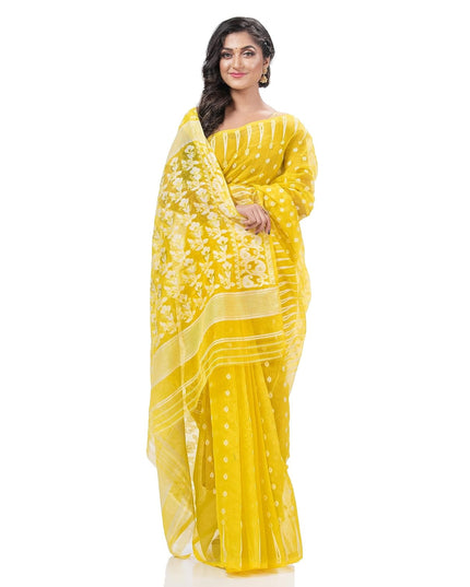 Resham Dhakai Jamdani Bengal Pure Cotton Handloom Saree Diamond Queen Design