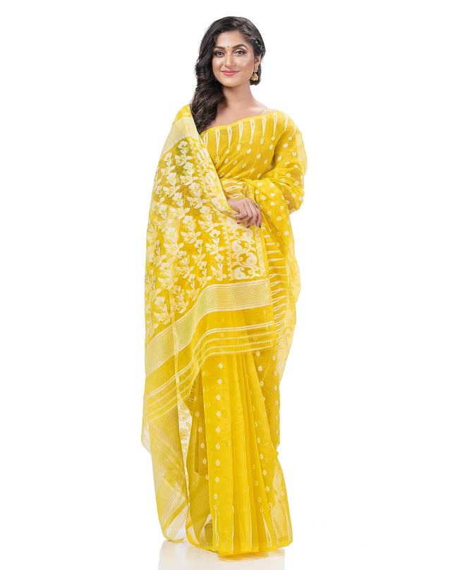 Resham Dhakai Jamdani Bengal Pure Cotton Handloom Saree Diamond Queen Design