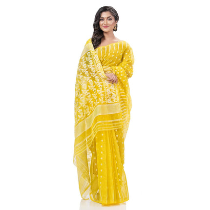 Resham Dhakai Jamdani Bengal Pure Cotton Handloom Saree Diamond Queen Design
