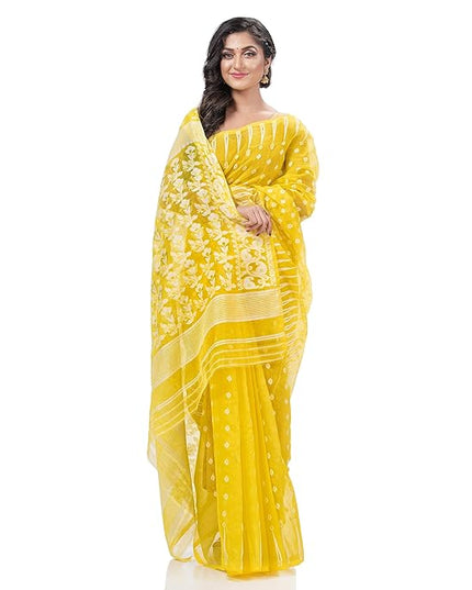 Resham Dhakai Jamdani Bengal Pure Cotton Handloom Saree Diamond Queen Design