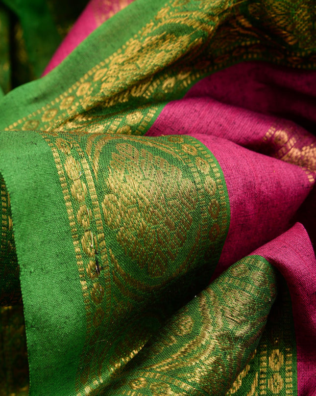 dB DESH BIDESH Women's Kanjivaram Soft Cotton Linen Silk Saree Rajrani Design Latest, Fancy South India Style Saree With Blouse Piece (Black Saree)