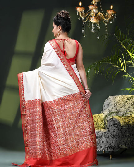 dB DESH BIDESH Women`s kanjivaram silk latest, Sinduraah design saree party, wear fancy banarasi Art silk saree wedding, function trending New silk saree farewell festival White red saree for women