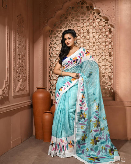 dB DESH BIDESH Women`s Saree for Woman Cotton Blend Bonolika Printed Soft Silk Cotton Silk Daily Office wear Women Saree with Blouse Piece