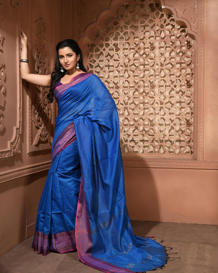 dB DESH BIDESH Women's Soft Silk Saree For festival Party, Wear Cotton Silk Noor-E-Rang Gold Zari Border Style Sari With Blouse Piece