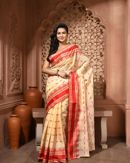 dB DESH BIDESH Women Traditional Pure Handloom Tant Cotton saree for woman KolkaMandir Latest, Design Without Blouse Piece