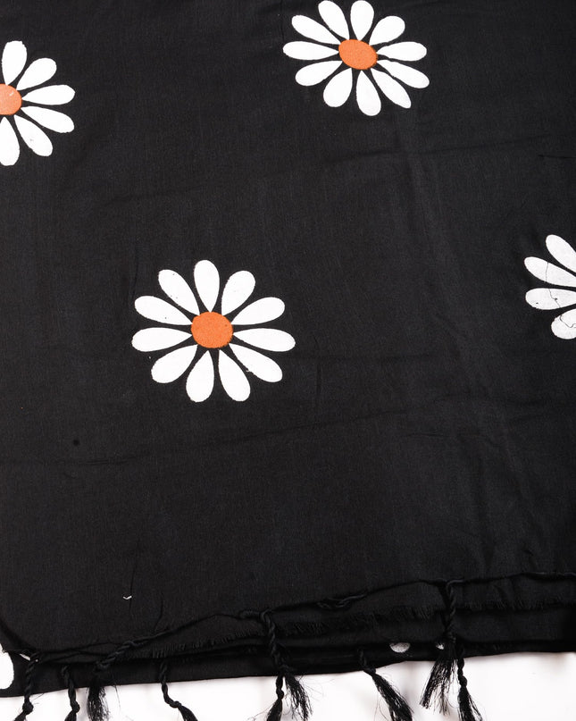 dB DESH BIDESH Women`s Mul Cotton Sarees Soft Fancy Phoolpari Latest, Design Party, Wear Cotton New Linen Saree For Woman With Blouse Piece (Black)