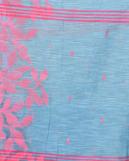 dB DESH BIDESH Women`s Cotton Linen Saree with Unstitched Blouse Piece and Floral Printed Pattern | Women Saree for Special Occasion | Stylish Fancy Cotton Silk Sarees (Sky Blue Saree)