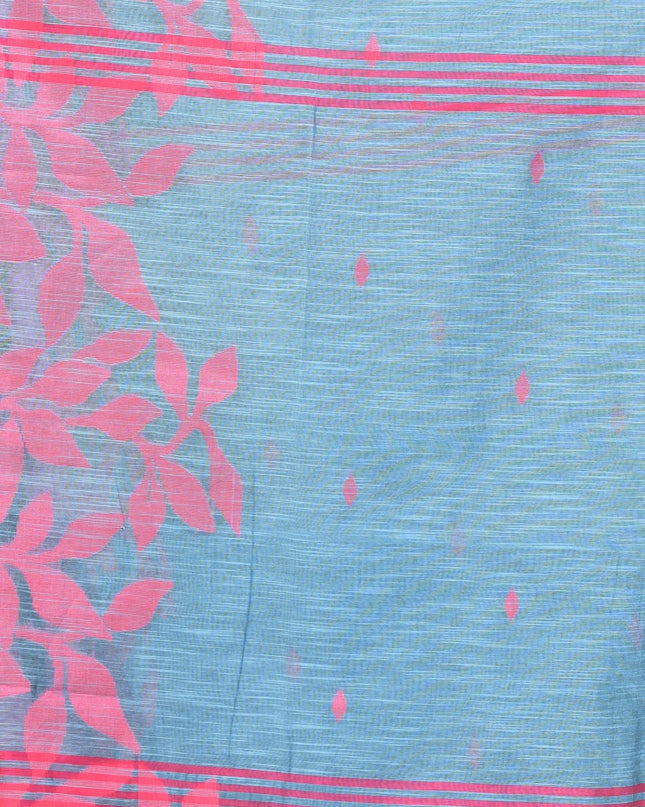 dB DESH BIDESH Women`s Cotton Linen Saree with Unstitched Blouse Piece and Floral Printed Pattern | Women Saree for Special Occasion | Stylish Fancy Cotton Silk Sarees (Sky Blue Saree)