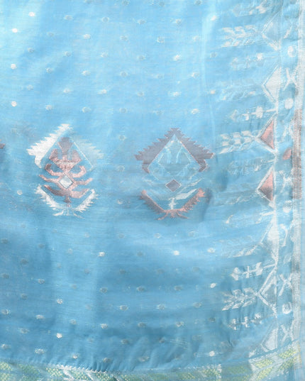 dB DESH BIDESH Women's Soft Cotton Silk Jamdani Sarees For Women for Party Festival Wedding Silk Saree GlamQueen Gold Work Design Without Blouse piece (Blue)