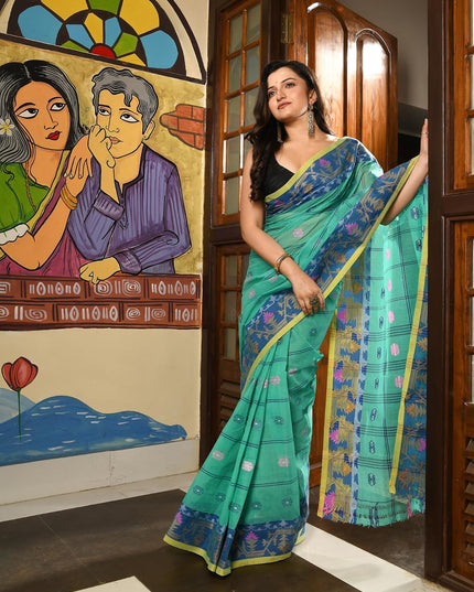 dB DESH BIDESH Women's Traditional Cotton Saree For Woman Charukatha latest, Design Sari For Women Cotton Silk Tant Handloom Bengali Cotton Sarees For Women Without Blouse piece