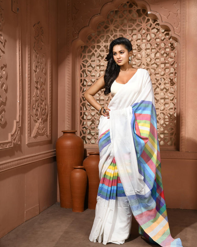 dB DESH BIDESH Women`s Cotton Sarees For Woman Latest, CandyPop Design Soft Mul Cotton office Wear Sarees For Women With Blouse Piece